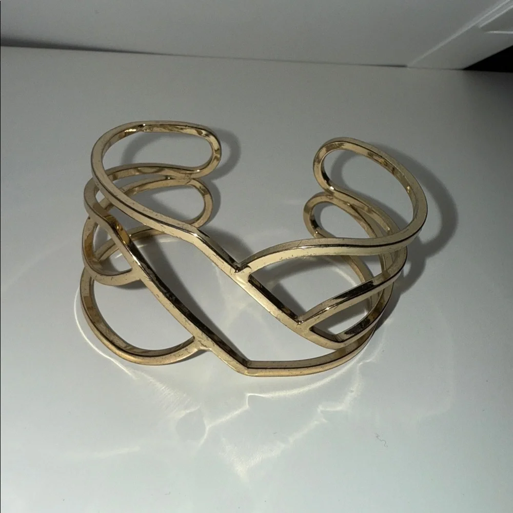 Small semi flexible GoldTone Women's Cuff geometric open statement cuff bracelet